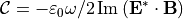 \mathcal{C} = -\varepsilon_0\omega/2 \operatorname{Im}\left(\boldsymbol{\VField{E}}^* \cdot \boldsymbol{\VField{B}}\right)